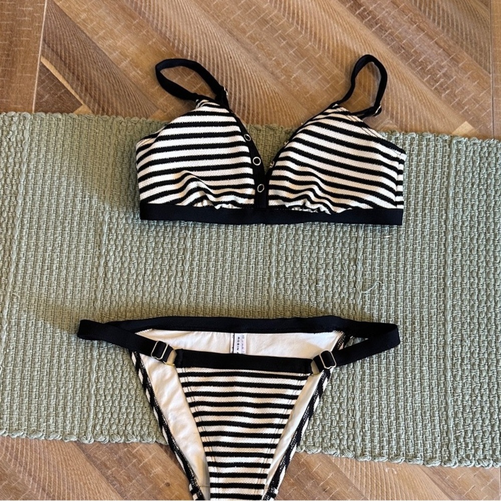Striped Black and White Bikini Set